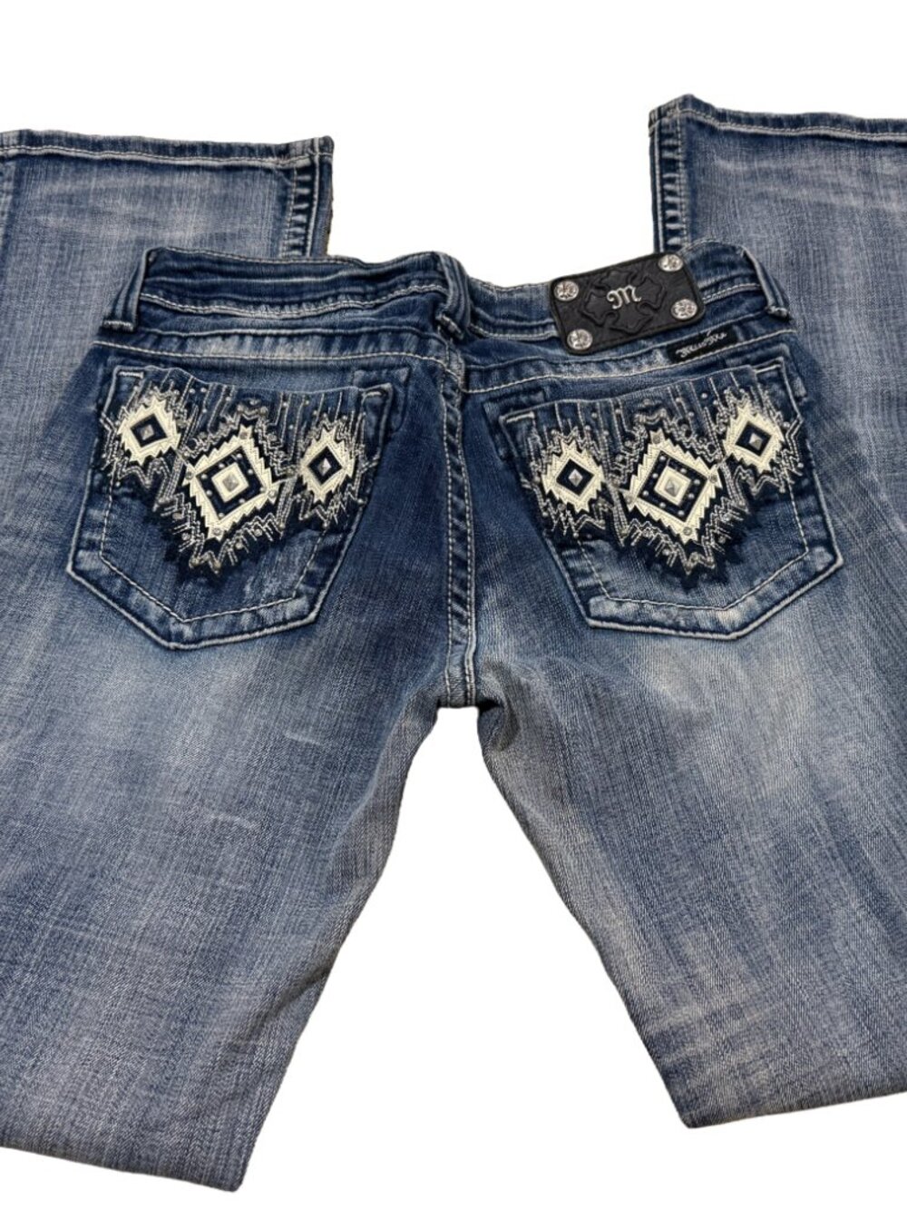Miss Me Size 29 Bootcut Jeans Southwestern Aztec Diamond Embroidered 32 Inseam